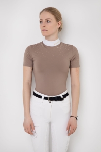 Koszula konkursowa jeździecka ciemnobeżowa Holly short