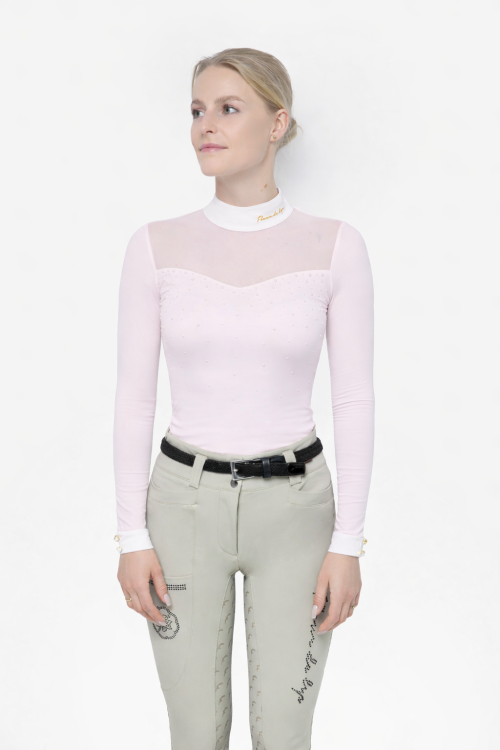 Koszula konkursowa jeździecka różowa Bergamot