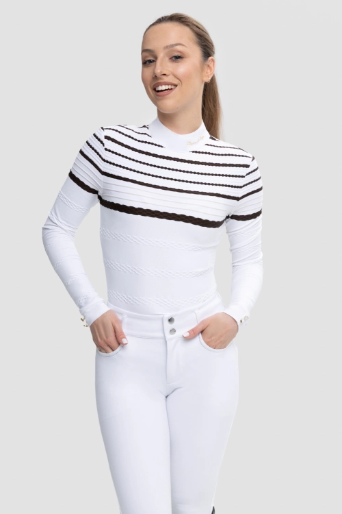 Hazel - camiseta de competición de equitación blanca choco