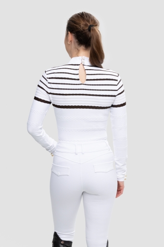 Hazel - camiseta de competición de equitación blanca choco